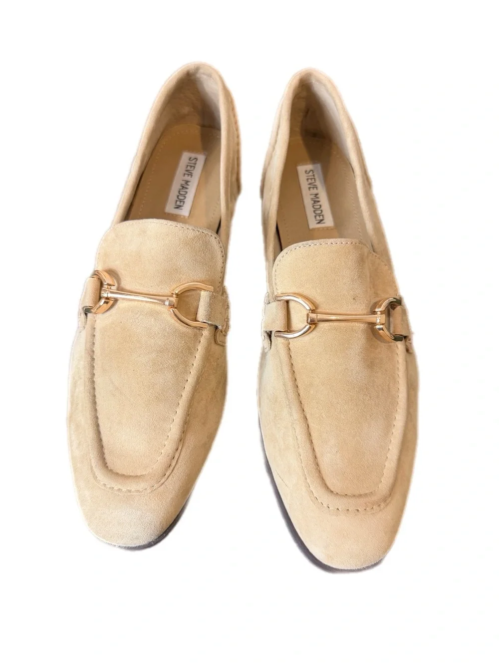 Steve Madden Carrine Suede Horsebit Loafers Size 10 Beige Quiet Luxury Old Money